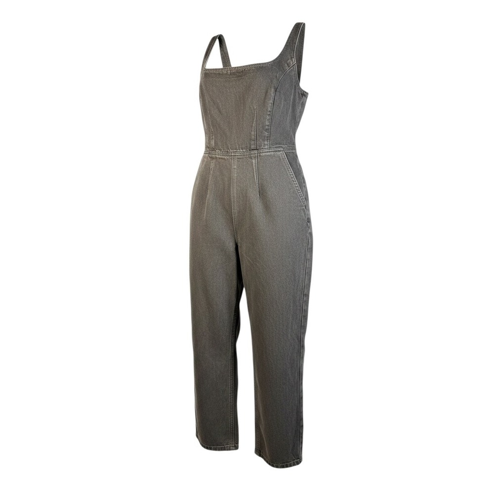 ASOS Petite Black Denim Jumpsuit 100% Cotton Sleeveless Size P6 Pockets